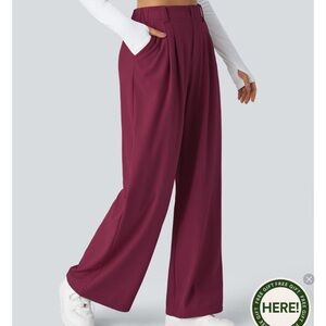 Halara Raspberry Pleated Waffle Knit Wide-Leg Pants Tall